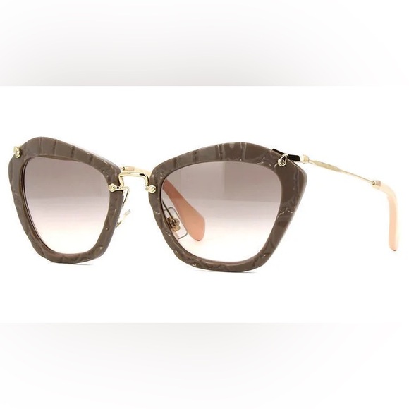 New Miu Miu Grey MU 10NS USY4K0 Cat Eye Textured Frame Gradient Lens Sunglasses - Picture 4 of 16